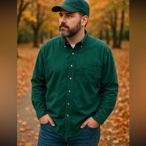 Blue Pointe Mens 3X Green Button Down Shirt 100% Cotton Casual Outdoor Workwear